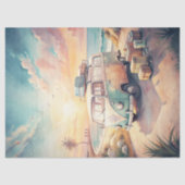 Papier Mousseline Aquarelle été voyage tropical rétro bus (Recto)