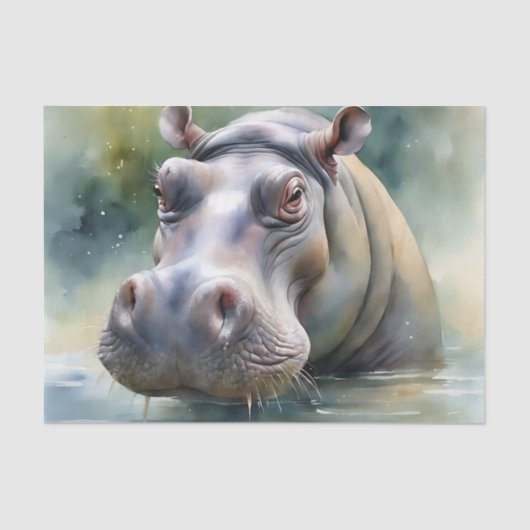 Papier Mousseline Aquarelle Ethereal Hippo (Recto)