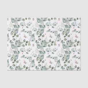 Papier Mousseline Aquarelle Eucalyptus Branches et fleurs