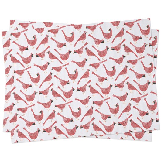 Papier Mousseline Aquarelle Festive Cardinal Bird