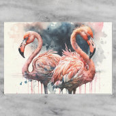 Papier Mousseline Aquarelle Flamant rose rose