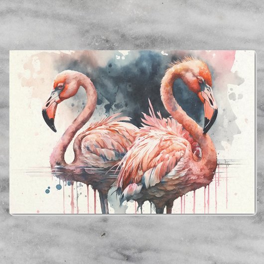 Papier Mousseline Aquarelle Flamant rose rose