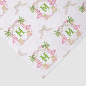 Papier Mousseline Aquarelle Flamant rose rose Monogramme Crest (Détail)