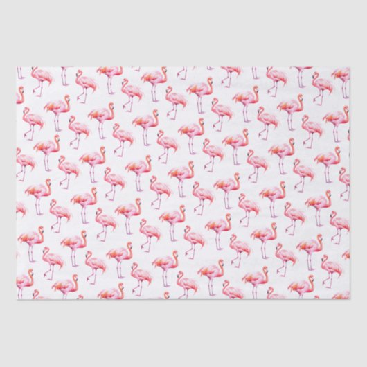 Papier Mousseline Aquarelle Flamant rose rose tropicale (Recto)
