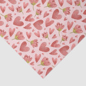 Papier Mousseline Aquarelle Fleur Coeur Motif Saint-Valentin (Détail)