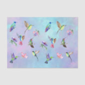 Papier Mousseline Aquarelle Fleur d'oiseaux colibris (Recto)