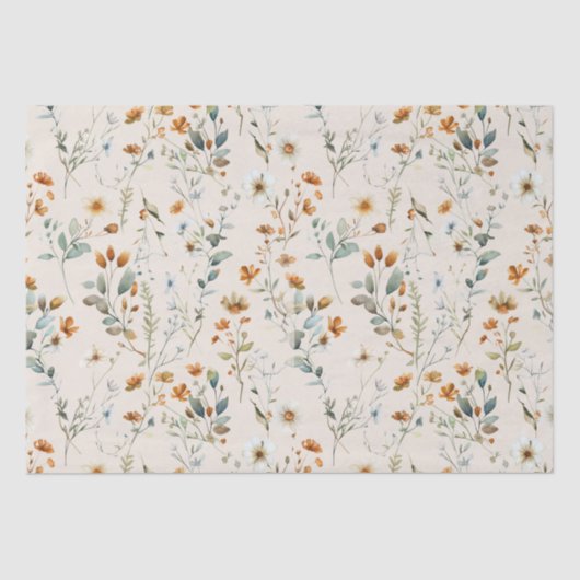 Papier Mousseline Aquarelle fleur sauvage boho (Recto)