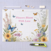 Papier Mousseline Aquarelle Fleur sauvage Gris Et Papillons, (Artisanat)