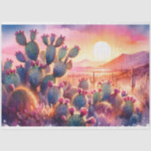 Papier Mousseline Aquarelle Fleurs de cactus Désert Découpage couche (Recto)