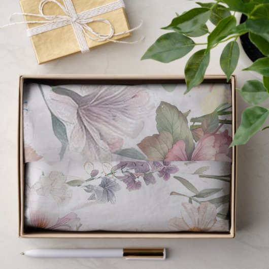 Papier Mousseline Aquarelle Fleurs Découpage papier biseau (Cadeau)