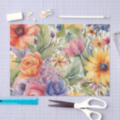 Papier Mousseline Aquarelle Fleurs d'été (Artisanat)