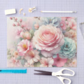 Papier Mousseline Aquarelle Fleurs en pastels doux (Artisanat)