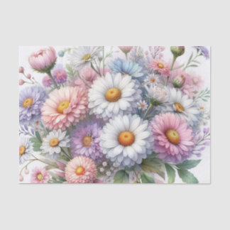 Papier Mousseline Aquarelle Fleurs en pastels doux