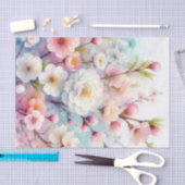 Papier Mousseline Aquarelle Fleurs en pastels doux (Artisanat)