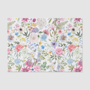 Papier Mousseline Aquarelle Fleurs Jardins Mixtes