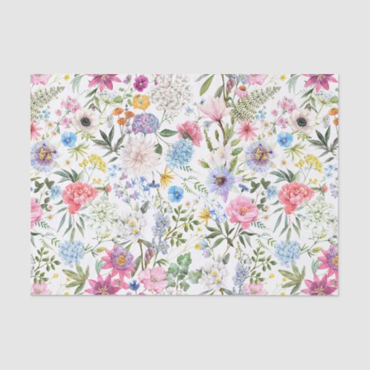 Papier Mousseline Aquarelle Fleurs Jardins Mixtes (Recto)