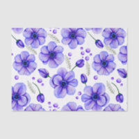 Aquarelle Fleurs violettes et Feuilles verts Flora
