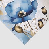 Papier Mousseline Aquarelle Floral Blue Poppies (Détail)