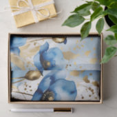 Papier Mousseline Aquarelle Floral Blue Poppies (Cadeau)