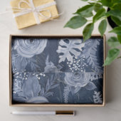 Papier Mousseline Aquarelle Floral Delft Blue Ephemera Decoupage (Cadeau)