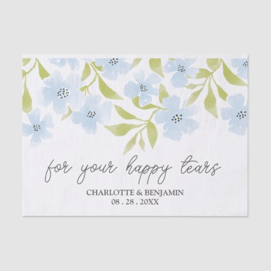 Papier Mousseline Aquarelle Floral Happy Tears Mariage (Recto)