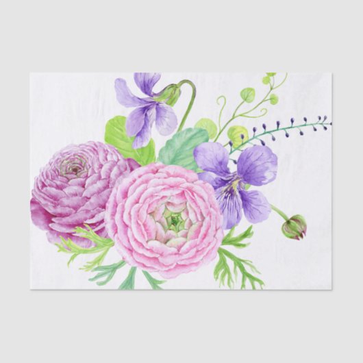 Papier Mousseline Aquarelle Floral Mariage été (Recto)