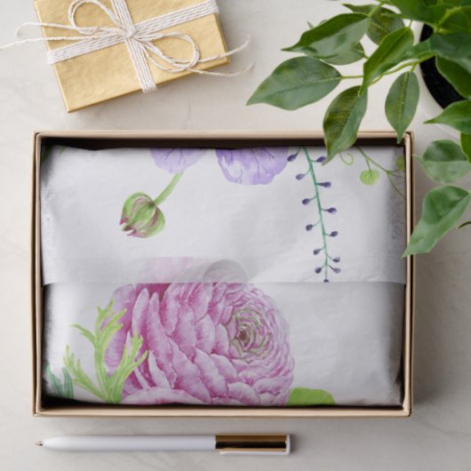 Papier Mousseline Aquarelle Floral Mariage été (Cadeau)