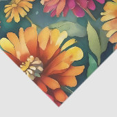 Papier Mousseline Aquarelle florale Abstraite de Zinnia (Détail)