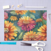 Papier Mousseline Aquarelle florale Abstraite de Zinnia (Artisanat)