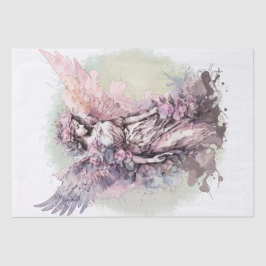 Papier Mousseline Aquarelle florale Angel (Recto)