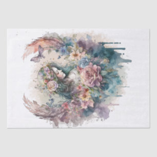 Papier Mousseline Aquarelle florale Angel
