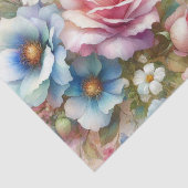 Papier Mousseline Aquarelle florale aux couleurs pastel douces (Détail)