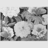 Papier Mousseline Aquarelle florale Black & White Peonies (Recto)