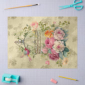 Papier Mousseline Aquarelle Florale Cage Or Découpage (Artisanat)