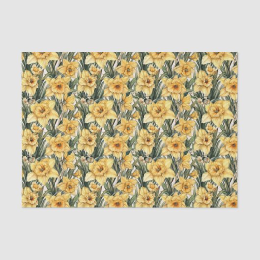 Papier Mousseline Aquarelle florale Daffodile de Pâques Exclusive (Recto)