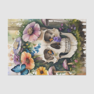 Papier Mousseline Aquarelle florale de champignon crâne