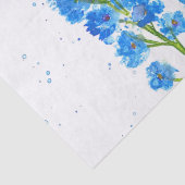 Papier Mousseline Aquarelle florale de delphinium bleu élégant rusti (Détail)