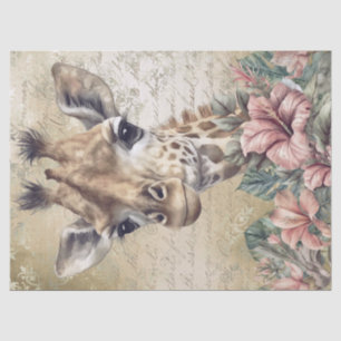 Papier Mousseline Aquarelle Florale de la Giraffe Cute