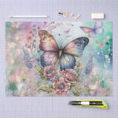 Papier Mousseline Aquarelle florale de papillon rétro (Artisanat)