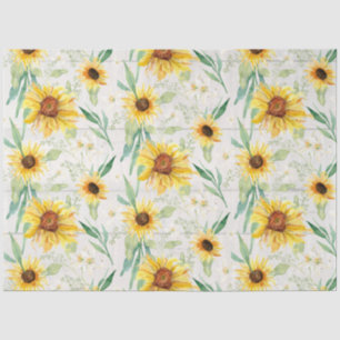 Papier Mousseline Aquarelle florale de tournesol blanc Découpage en