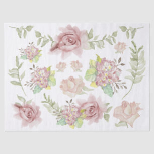 Papier Mousseline Aquarelle Florale Fleur de découpage rose pâle