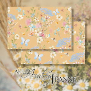 Papier Mousseline Aquarelle florale Fleur sauvage papillon découpage