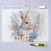 Papier Mousseline Aquarelle florale lapin (Artisanat)