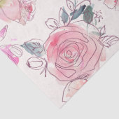 Papier Mousseline Aquarelle florale moderne rose rose pâle (Détail)