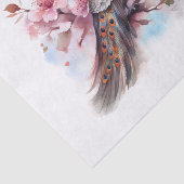 Papier Mousseline Aquarelle florale Oiseau de paon (Détail)