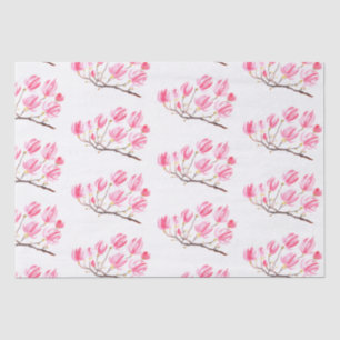 Papier Mousseline Aquarelle florale rose Magnolia élégant Vintage