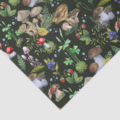 Papier Mousseline Aquarelle Forêt Verdure Champignons Berries Vert (Détail)