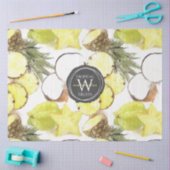 Papier Mousseline Aquarelle fraîche Fruits tropicaux Monogramme Moti (Artisanat)