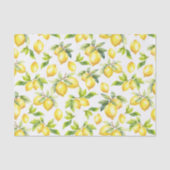 Papier Mousseline Aquarelle fraîche jaune citrons verts feuilles (Recto)