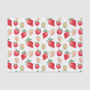 Papier Mousseline Aquarelle Fraises rouge et rose